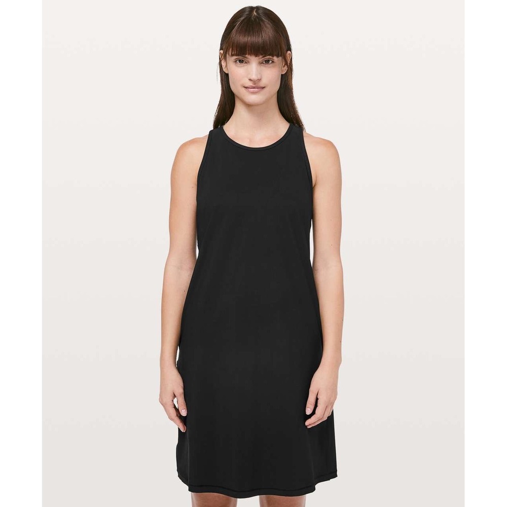 Lululemon Early Morning Dress Black Sleeveless Athletic Shift Size 12